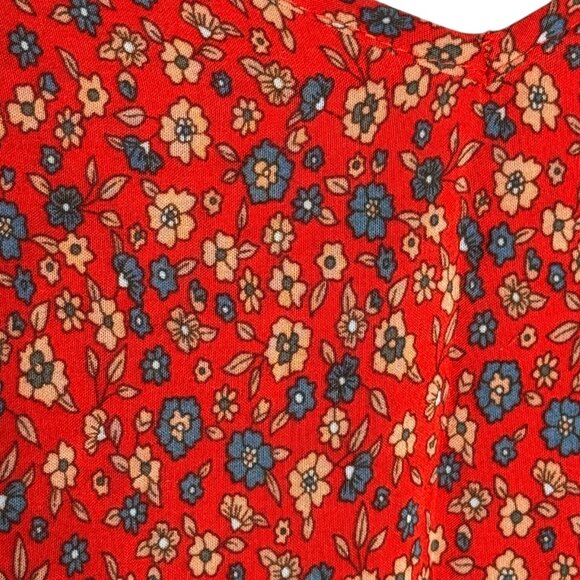 Natural Life romper playsuit womens size Medium red floral wide leg jumpsuit - Picture 6 of 9